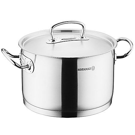 Korkmaz Proline Professional Series Stainless Steel Casserole With Lid, 6.2 Liter, Silver