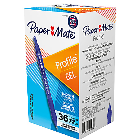 Paper Mate Gel Pen, Profile Retractable Pen, 0.7mm, Blue, 36 Count