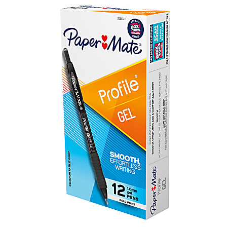 Paper Mate FlexGrip Elite Retractable Ballpoint Pens Medium Point 1.0 mm  Black Barrel Black Ink Pack Of 12 Pens - Office Depot
