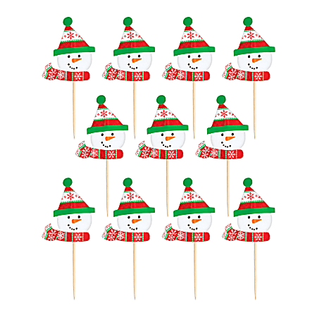 Amscan Christmas Snowman Party Picks, 2-1/2", Multicolor, 36 Picks Per Pack, Set Of 7 Packs