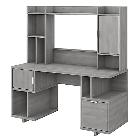 kathy ireland® Home by Bush Furniture Madison Avenue 60"W Computer Desk With Hutch, Modern Gray, Standard Delivery