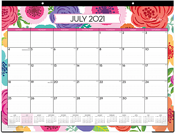 Blue Sky™ Monthly Desk Pad, 17" x 22", Mahalo, July 2021 To June 2022, 100157