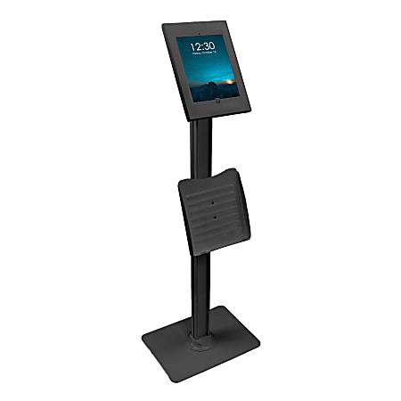 Mount-It! Anti-Theft Tablet Kiosk with Document Holder for iPad/iPad Air/iPad Pro, 4-1/4”H x 13”W x 44-1/2”D, Black