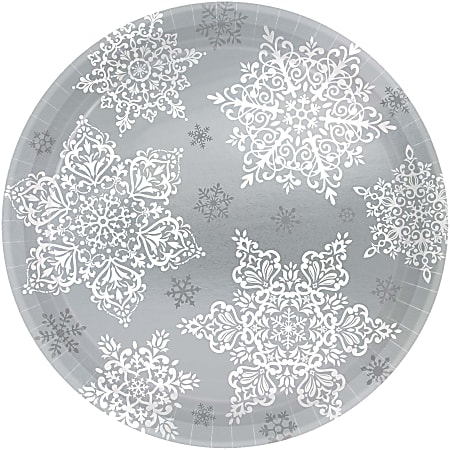 Glad White & Gray Snowflake Pattern 10 Premium Paper Plates, 20-Count