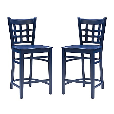Linon Lassen Counter Stools, Navy, Set Of 2 Stools