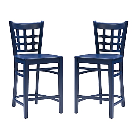 Linon Lassen Counter Stools, Navy, Set Of 2 Stools