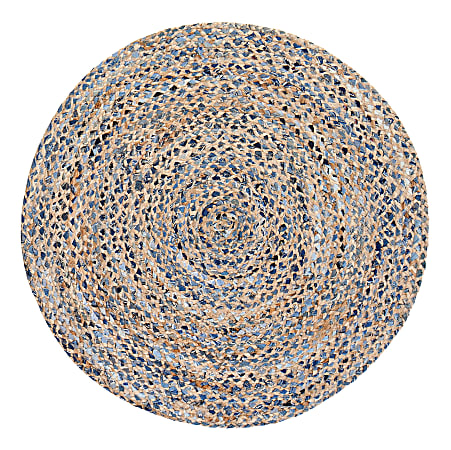 Anji Mountain Kerala Natural Jute Rug, Denim, 4', Multicolor