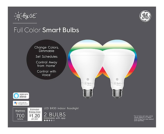 C by GE Full Color BR30 Smart LED Bulbs 60 Watt 7000 Kelvin Pack
