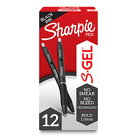 Sharpie S Gel Pens Bold Point 1.0 mm Black Barrel Black Ink Pack