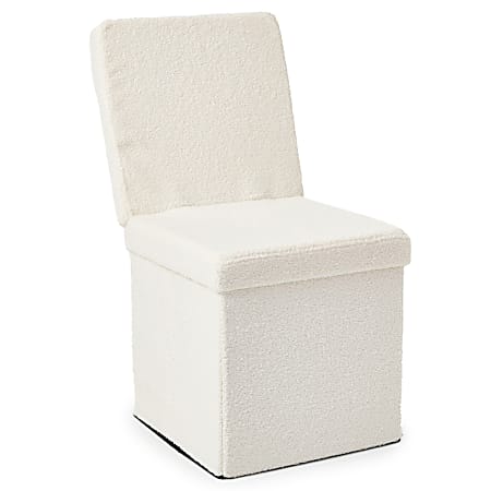Dormify Carter Collapsible Storage Ottoman Chair, White Boucle