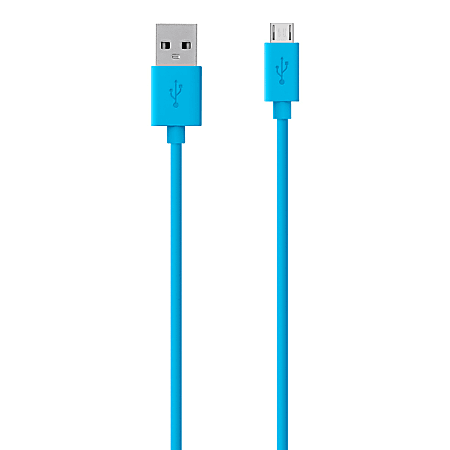 Belkin® Micro USB-To-USB ChargeSync Cable For Most Samsung Cell Phones, 4', Blue
