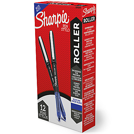 Sharpie® Rollerball Pen, Needle Point, 0.5mm, Blue Ink, Pack Of 12