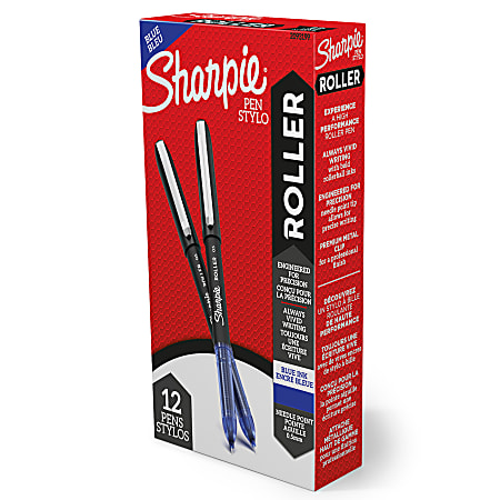 Sharpie® Rollerball Pen, Needle Point, 0.5mm, Blue Ink, Pack Of 12