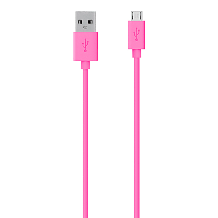 Belkin® Micro USB-To-USB ChargeSync Cable For Most Samsung Cell Phones, 4', Pink