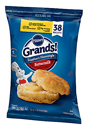 Pillsbury Frozen Grand Southern Homestyle Buttermilk Biscuits, 79.04 Oz, Bag Of 38 Biscuits