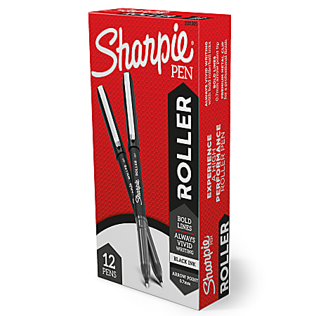 Sharpie® Roller Pens, Arrow Point, 0.7 mm, Black