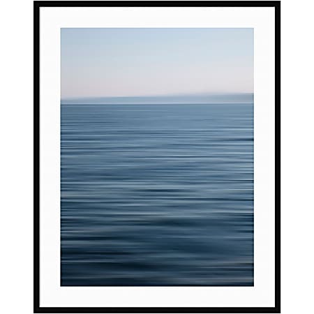 Amanti Art Abstract Blue Horizon by Savanah Plank Wood Framed Wall Art Print, 43”H x 34”W, Black