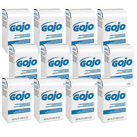 GOJO® Premium Lotion Hand Soap Refills, Waterfall Fragrance, 800 mL, Case Of 12 Refills