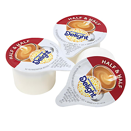 International Delight Half & Half Creamer Singles - 0.03 fl oz (1 mL) -  180/Carton - 1 Serving