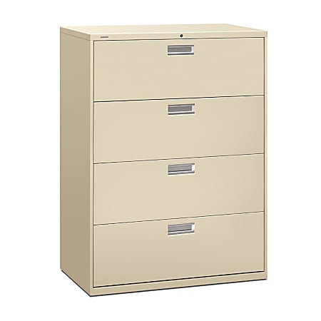 HON® Brigade® 600 42"W Lateral 4-Drawer File Cabinet, Metal, Putty