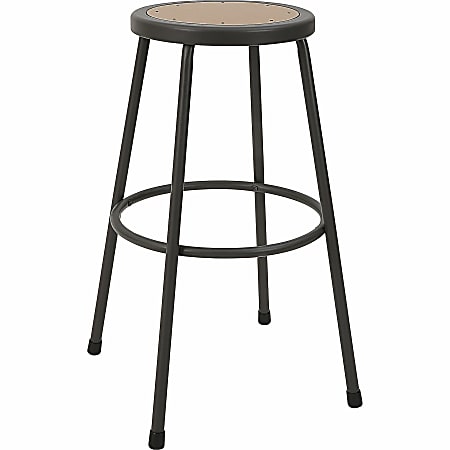 Lorell Metal Shop Stool, 30" Wood Medium Density Fiber (MDF) Seat Material, Light Gray
