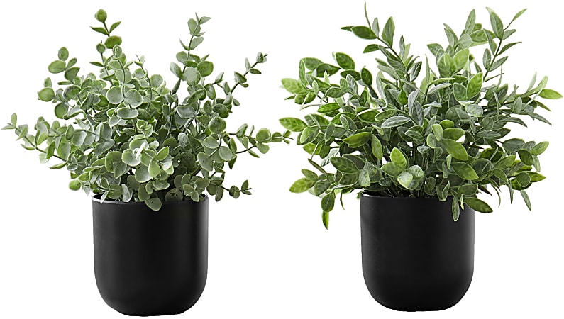 Monarch Specialties Tiana 11”H Artificial Plants With Pots, 11”H x 10”W x 10”D, Green, Set Of 2 Plants