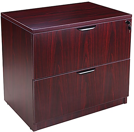 Boss Office Products 31"W x 22"D Lateral 2-Drawer File Cabinet, Mahogany