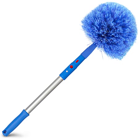 Gritt Commercial Cobweb Duster Brush With 20" Pole, Blue/Silver