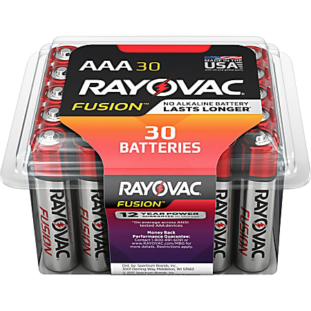 Rayovac Fusion Alkaline AAA Batteries - For Multipurpose - AAA - 30 / Pack