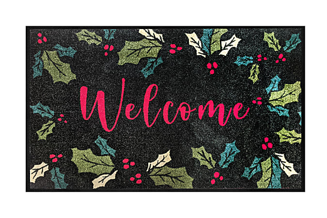 M+A Matting Message Mat, 35" x 59", Welcome Holly Green