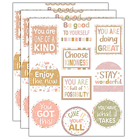 Teacher Created Resources Positive Sayings Accents, Terrazzo Tones, 30 Accents Per Pack, Set Of 3 Packs