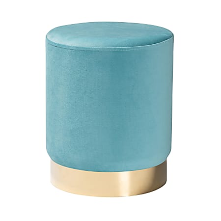 Baxton Studio Chaela Ottoman, Sky Blue/Gold