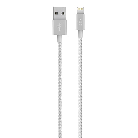 Belkin® Metallic Lightning To USB Sync Cable, 4', Silver