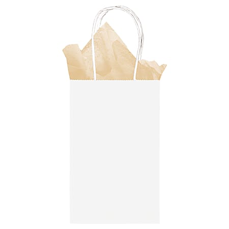 Amscan Kraft Paper Gift Bag, 8"H x 5"W x 3"D, White