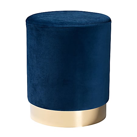 Baxton Studio Chaela Ottoman, Navy Blue/Gold