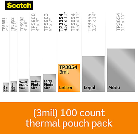 100 Pack for sale online Scotch TP3854-100 Thermal Laminating Pouches 
