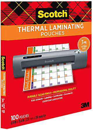 Scotch Thermal Laminating TP3854 100 8 78 x 11 38 Clear Pack Of 100 Laminating Sheets - Office Depot