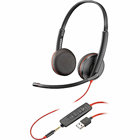 Plantronics Blackwire C3225 Over-The-Head Wired Headphones, Black