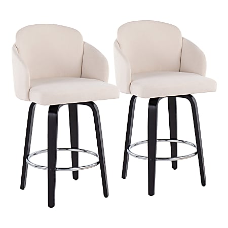 LumiSource Dahlia Counter Stools, Cream/Black, Set Of 2 Stools