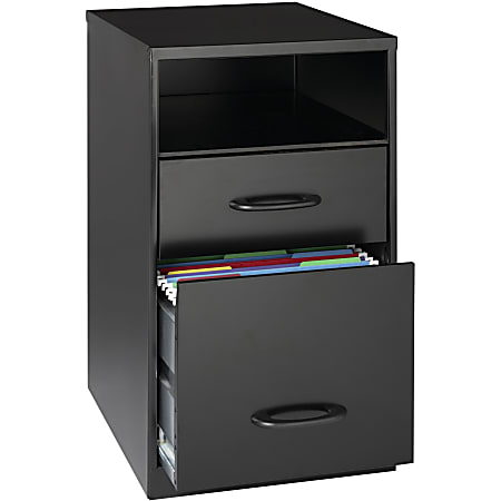 LYS SOHO File Cabinet - 14.3" x 18" x 24.5" - 2 x Drawer(s) for Accessories, File - Letter - Vertical - Storage Drawer, Pull Handle, Glide Suspension - Black - Baked Enamel - Steel - Recycled