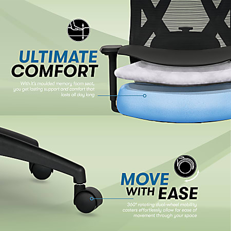 Serta SitTrue Ridgefield Ergonomic MeshVegan Leather High Back