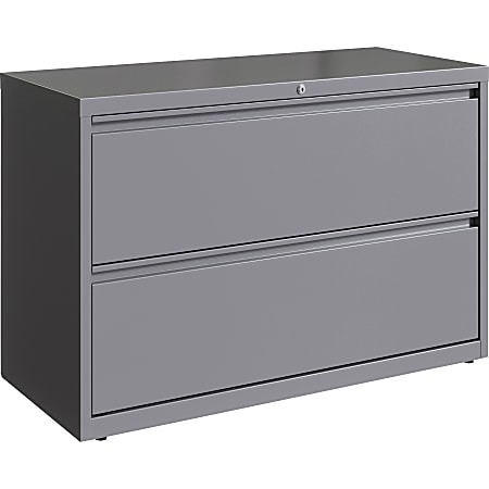 Lorell 42"W Lateral 2-Drawer File Cabinet, Metal, Silver