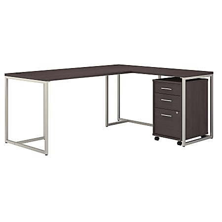 kathy ireland® Office by Bush Business Furniture Method 72"W L-Shaped Desk With 30"W Return And Mobile File Cabinet, Storm Gray, Standard Delivery