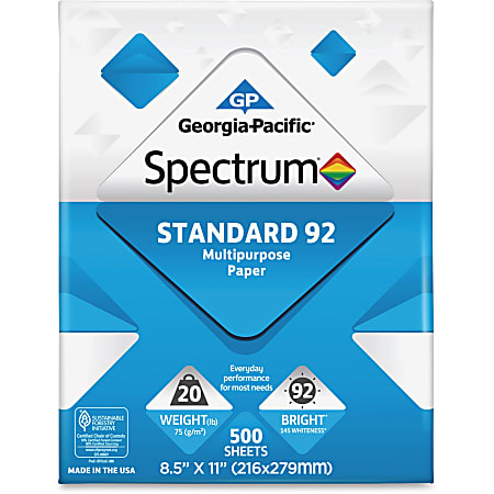 Spectrum Laser, Inkjet Print Copy & Multipurpose Paper, Letter Size Paper, 92 Brightness, 20 Lb, White, Pallet Of 200,000 Sheets