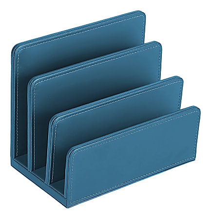 Realspace® Azura Vegan Leather Letter Sorter, 5-1/2"H x 6-7/8"W x 4"D, Blue