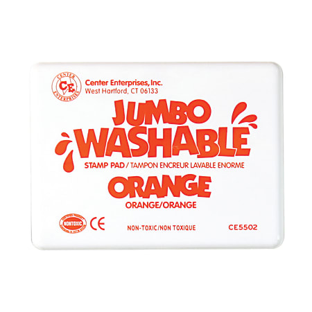 Ready 2 Learn Jumbo Washable Unscented Stamp Pads, 6 1/4" x 4", Orange, Pack Of 2