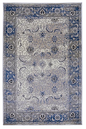 Linon Paramount Area Rug, 5' x 7-1/2', Isfahan Gray/Blue&nbsp;