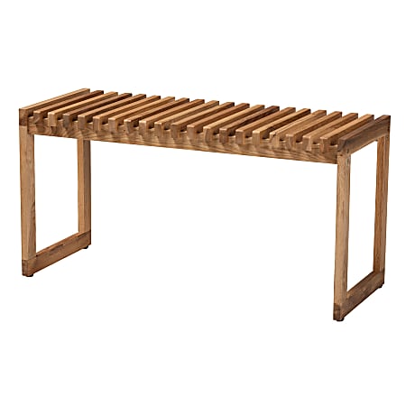 Baxton Studio Kaleb Wood Bench, 17-11/16"H x 34-9/16"W x 13-3/4"D, Oak Brown