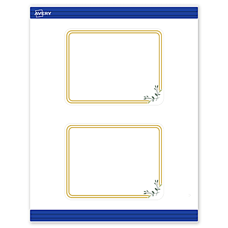 Avery® Print-To-The-Edge Postcards With Sure Feed®, S00-DMV-PRMWC10, 4-1/4" x 5-1/2", Matte White, Preprinted Double Gold Border/Floral Design, 20-PK