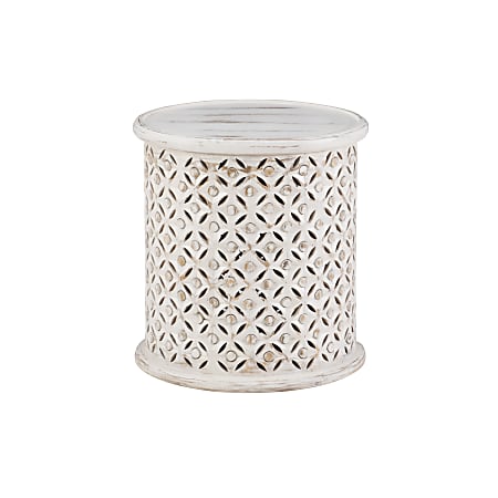 Powell Ismail Side Table, 18"H x 17"W x 17"D, White